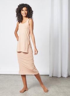 zivame Basic Sleeveless Longline Slip Beige  - Image 3