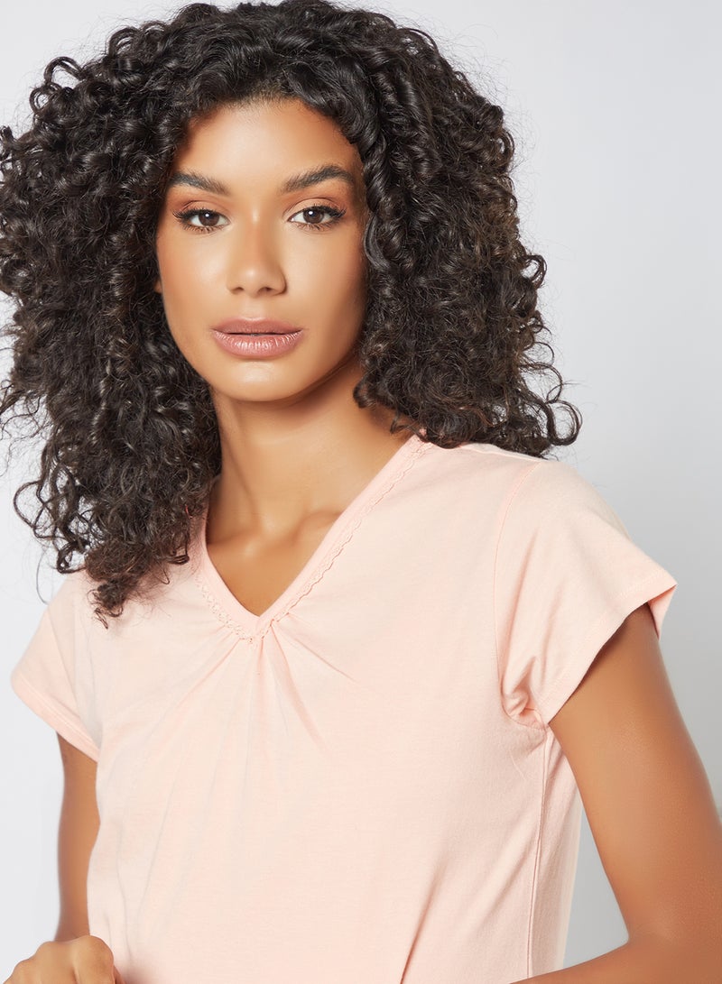 zivame - Lace Trim V-Neck Pyjama Top Scallop Shell - Image 1