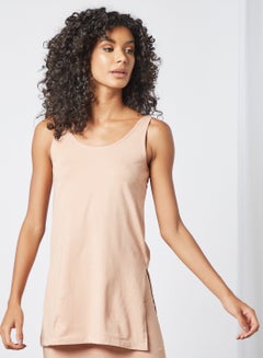 zivame Basic Sleeveless Longline Slip Beige  - Image 1