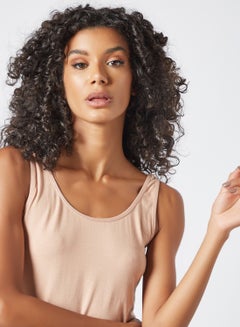 zivame Basic Sleeveless Longline Slip Beige  - Image 2