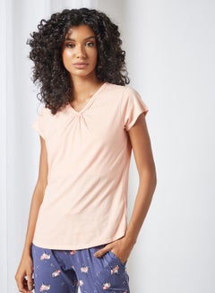 Lace Trim V-Neck Pyjama Top Scallop Shell