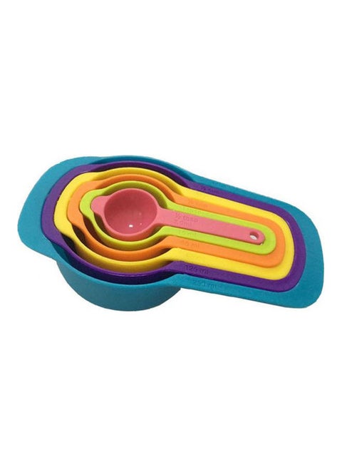 6 Pcs Of Plastic Measuring Cups And Spoons Set Multicolour