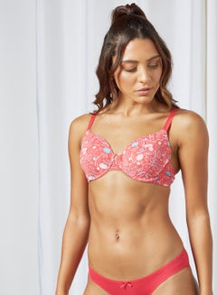 Speech Bubble Print Padded Bra Red
