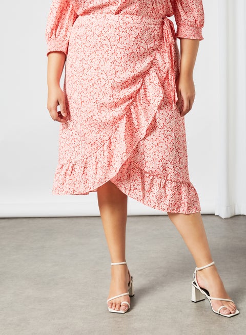 Plus Size Wrap Skirt Pink