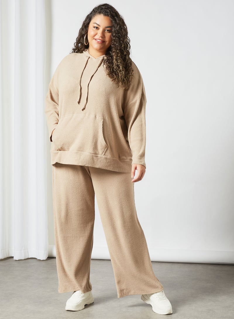 VERO MODA - Plus Size Drawstring Hoodie Brown - Image 1