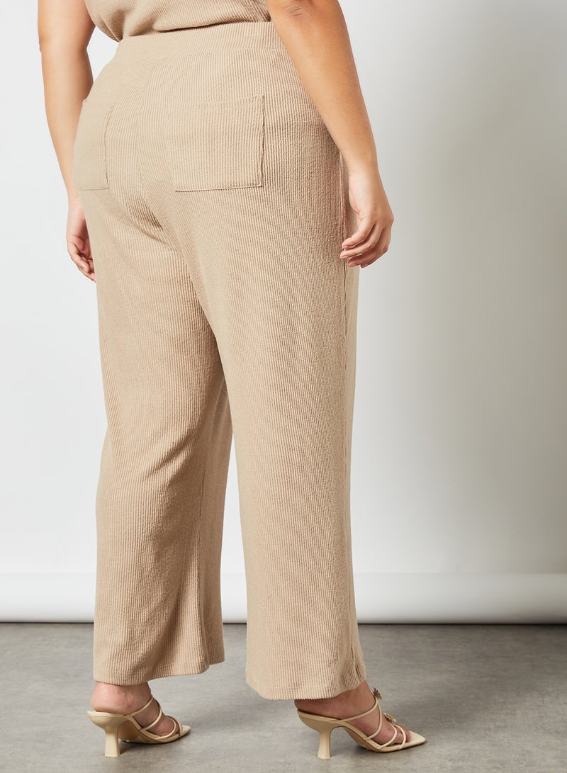 VERO MODA - Plus Size Wide Leg Trousers Brown - Image 1