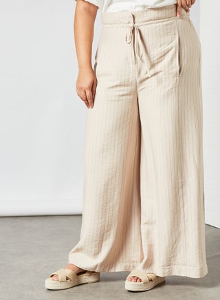 Plus Size Wide Leg Pants Cream