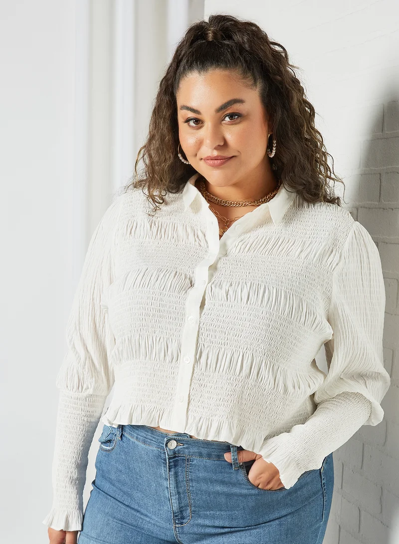 LOST INK Plus Size Shirred Detail Shirt