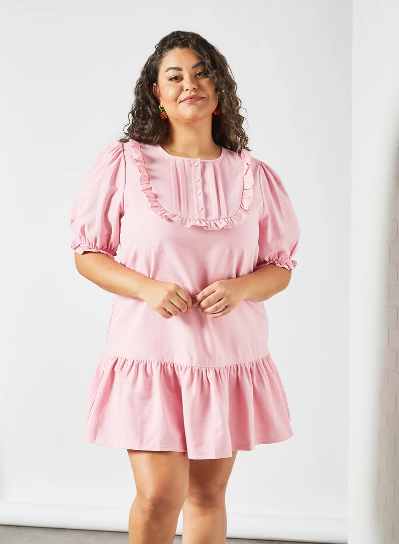 LOST INK Plus Size Ruffle Trim Dress