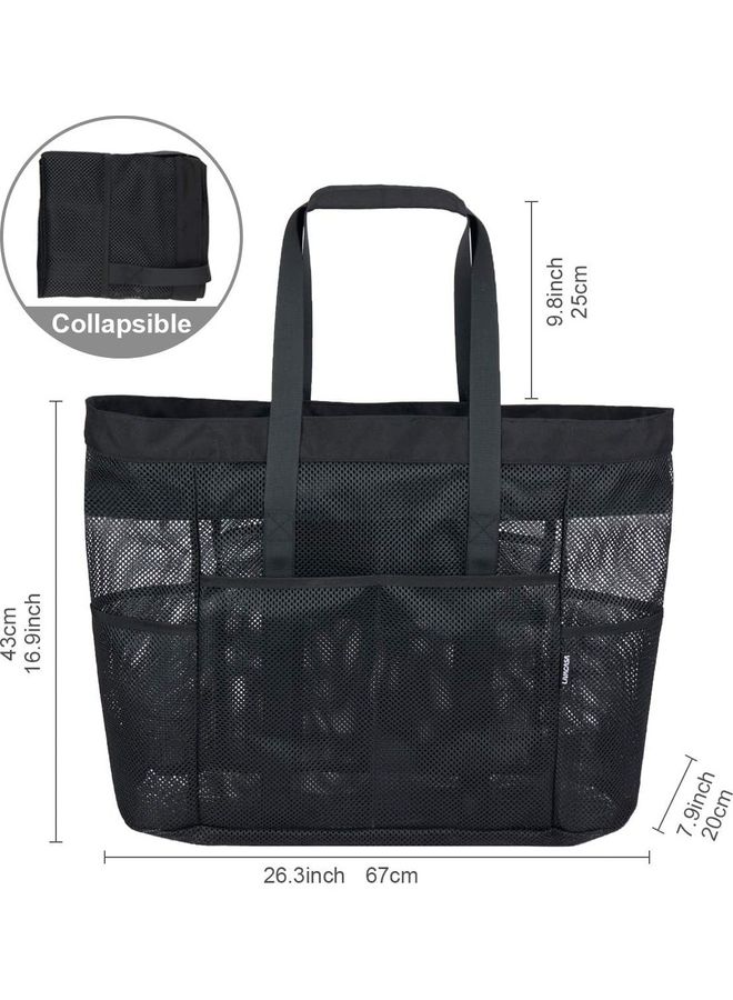 XiuWoo Mesh Large Beach Tote Zipper with Insulated Cooler Bag - Image 3