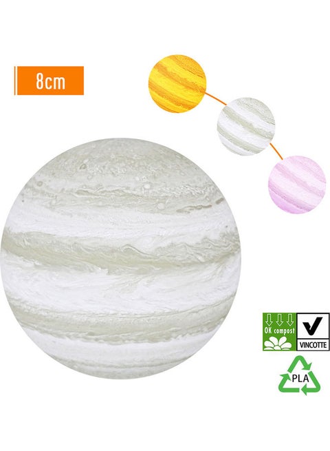 3-Colour Changing 3D Print Clap Jupiter Night Lamp With Wooden Stand Multicolour