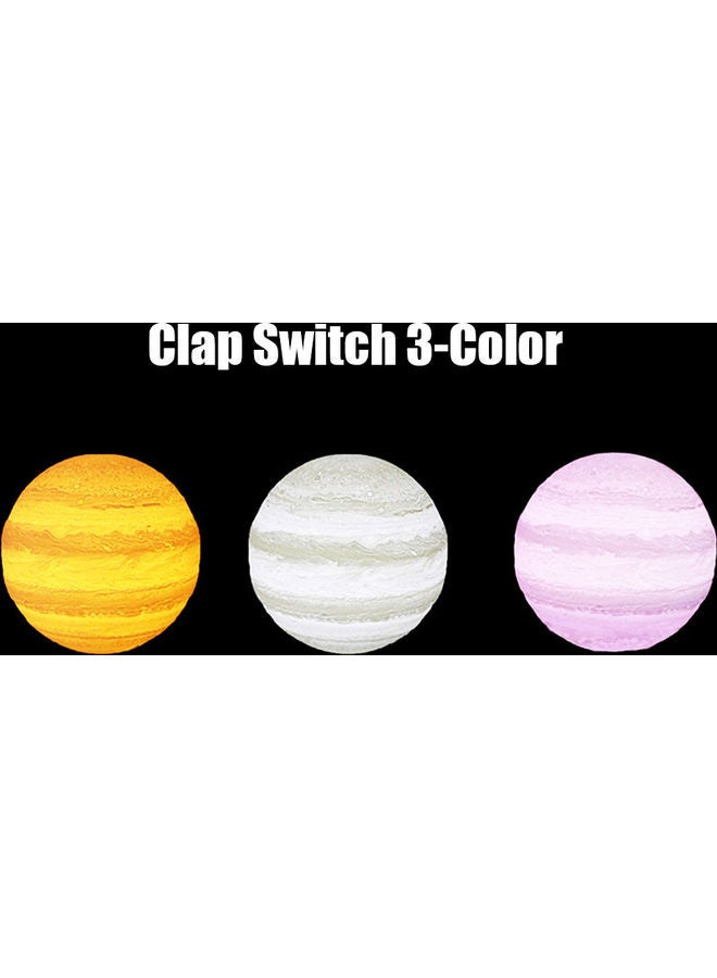Generic - 3-Colour Changing 3D Print Clap Jupiter Night Lamp With Wooden Stand Multicolour - Image 1