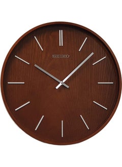 Seiko Simple Analog Wall Mounted Wooden Clock Brown 33.3x4cm 