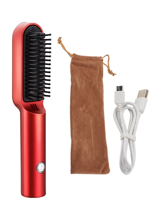 طقم جهاز كي وفرد وتجعيد الشعر لاسلكي وقابل لإعادة الشحن أحمر/أسود] - Image 1