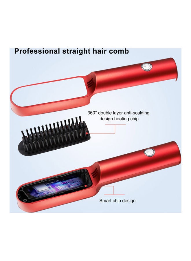 طقم جهاز كي وفرد وتجعيد الشعر لاسلكي وقابل لإعادة الشحن أحمر/أسود] - Image 2