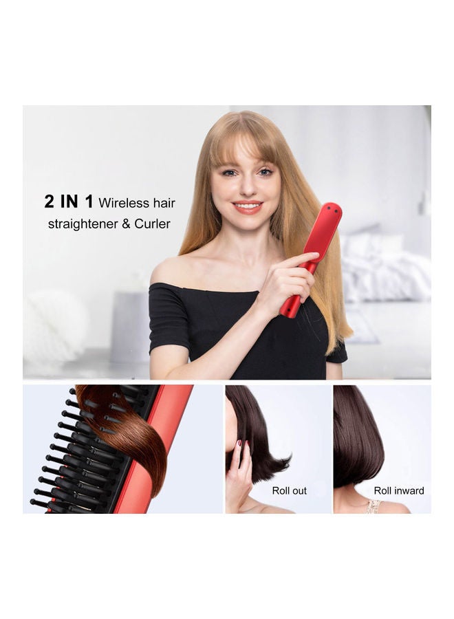 طقم جهاز كي وفرد وتجعيد الشعر لاسلكي وقابل لإعادة الشحن أحمر/أسود] - Image 4