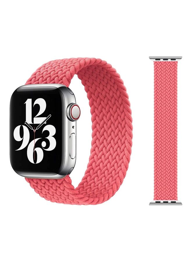 Braided Solo Loop Replacement For Apple Watch Strap Pink/Silver