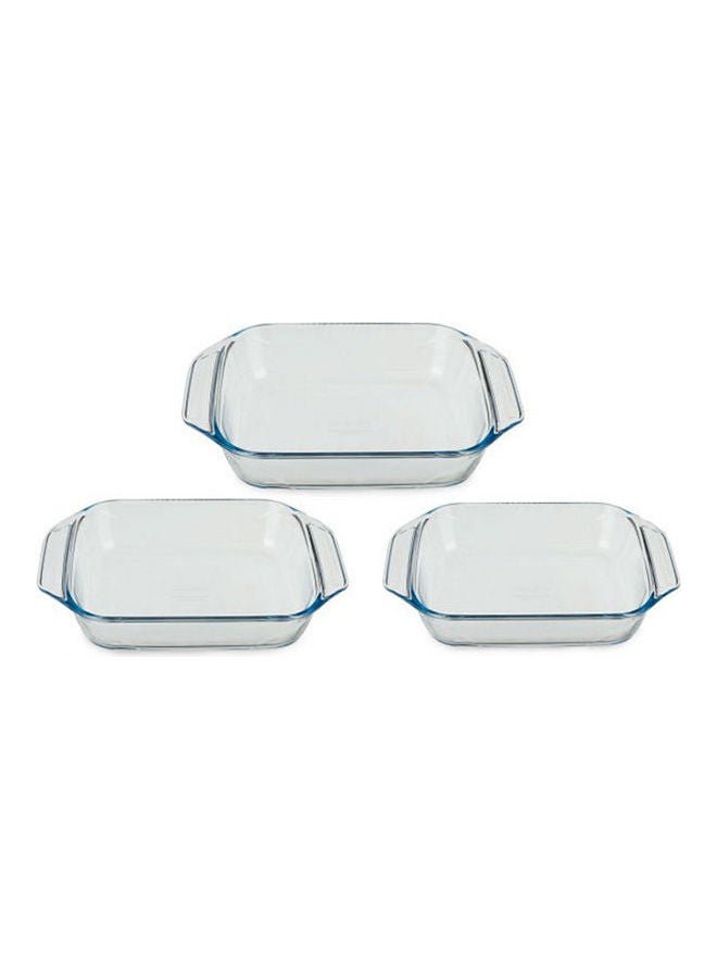 PYREX Optimum Rectangular  Roaster 3 Pieces Set Clear  - Image 1