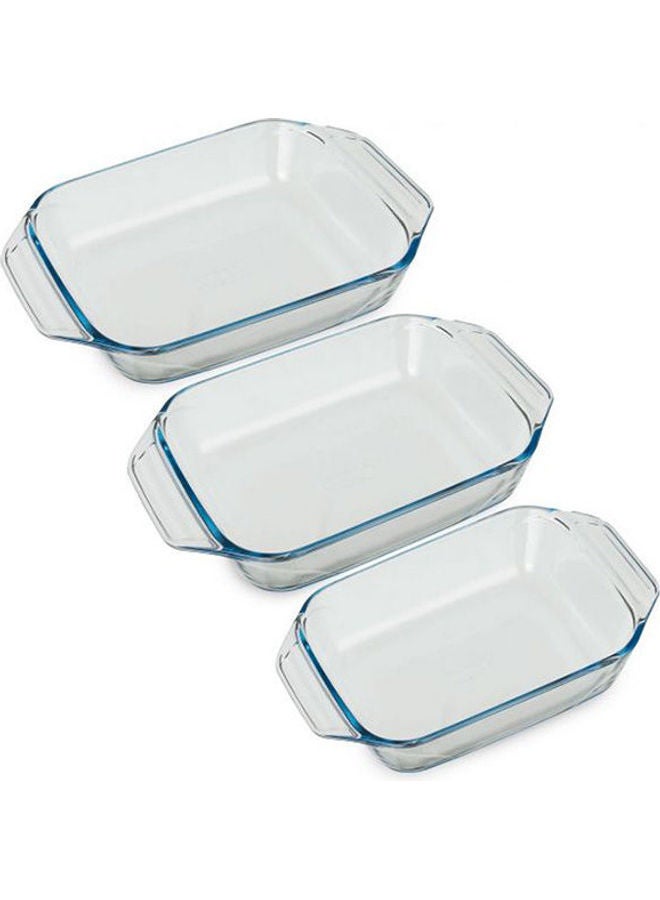 PYREX Optimum Rectangular  Roaster 3 Pieces Set Clear  - Image 2