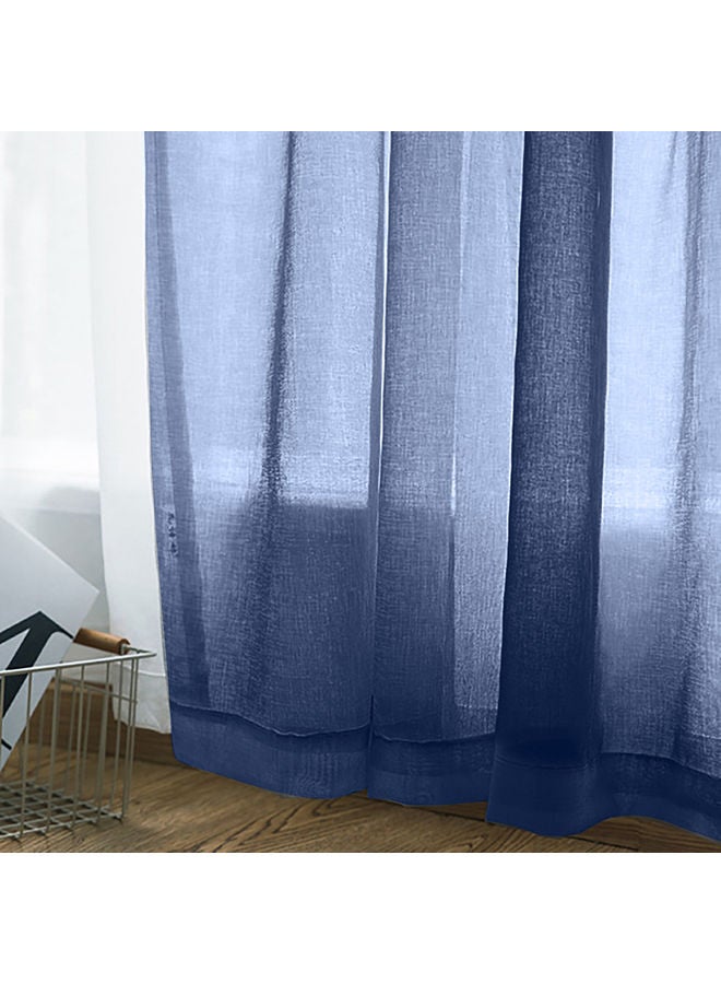 Generic - 2-Piece Sheer Curtains Set Dark Blue - Image 1