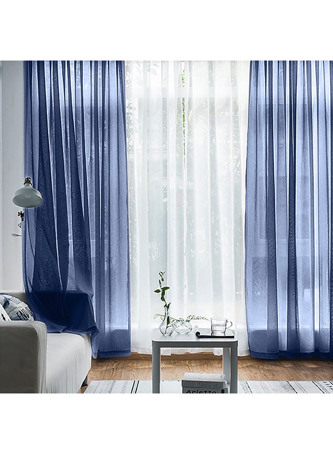 Generic - 2-Piece Sheer Curtains Set Dark Blue - Image 1