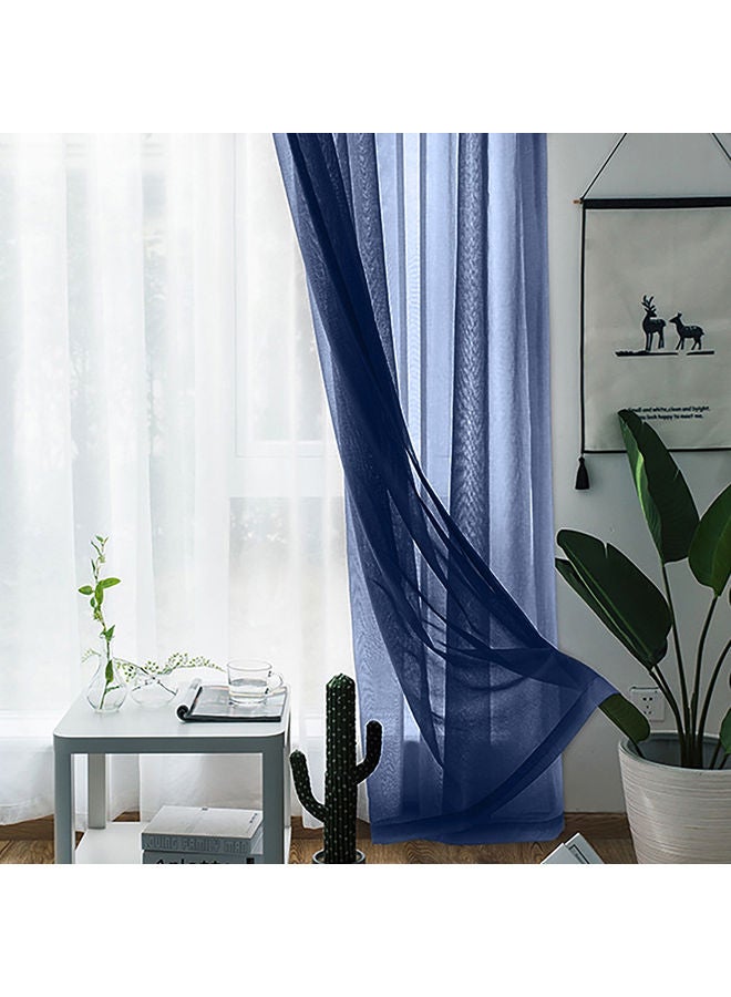 Generic - 2-Piece Sheer Curtains Set Dark Blue - Image 1