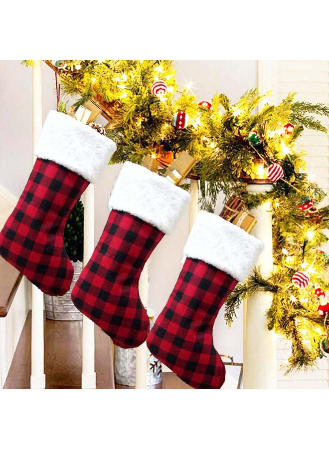 Checkered Christmas Sock Red/Black/White - Image 4