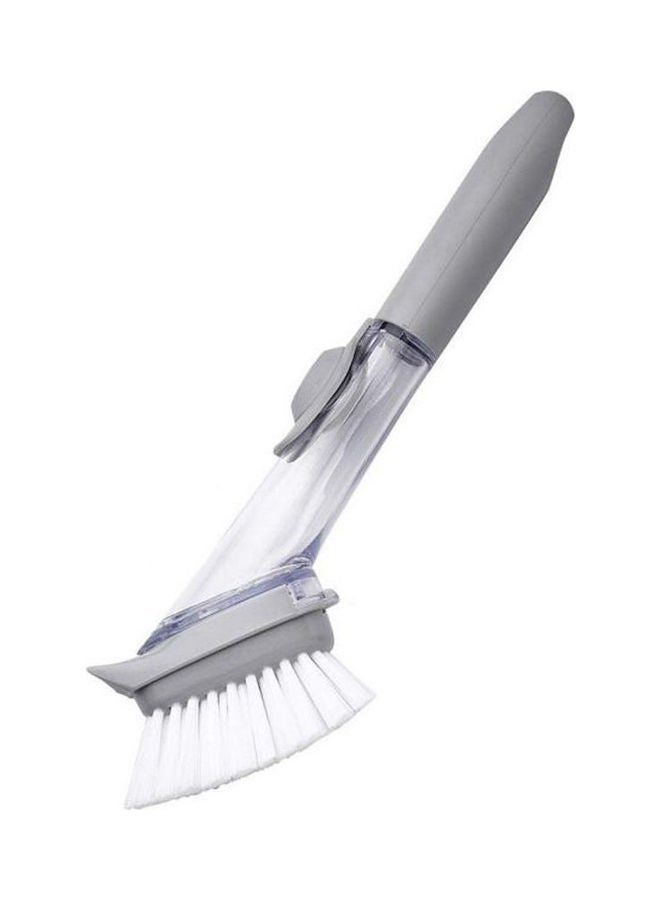 فرشاة توزيع الصابون لحوض المطبخ مزودةٌ بمقبضٍ طويل لتوزيع الصابون التلقائي وفرشاة تنظيف الأطباق . رمادي/ شفاف - Image 2