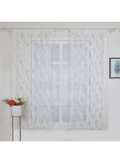 2-Piece Butterfly Pattern String Tassel Curtains Set White