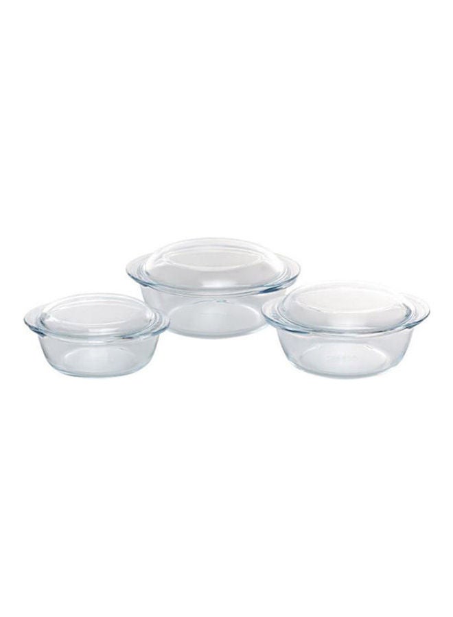 PYREX Set Of 3 Casseroles With Handles Clear 3.2Liters