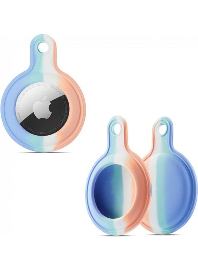 MARGOUN - Protective Silicone Key Ring Case Cover for Apple AirTags Blue/White/Pink - Image 1