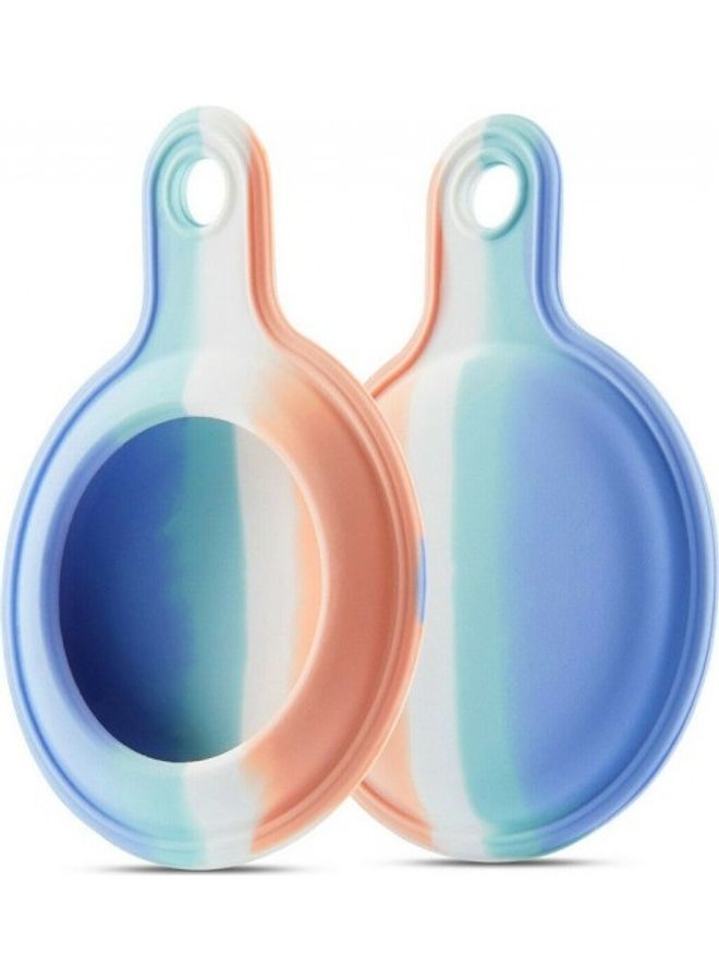 MARGOUN - Protective Silicone Key Ring Case Cover for Apple AirTags Blue/White/Pink - Image 1