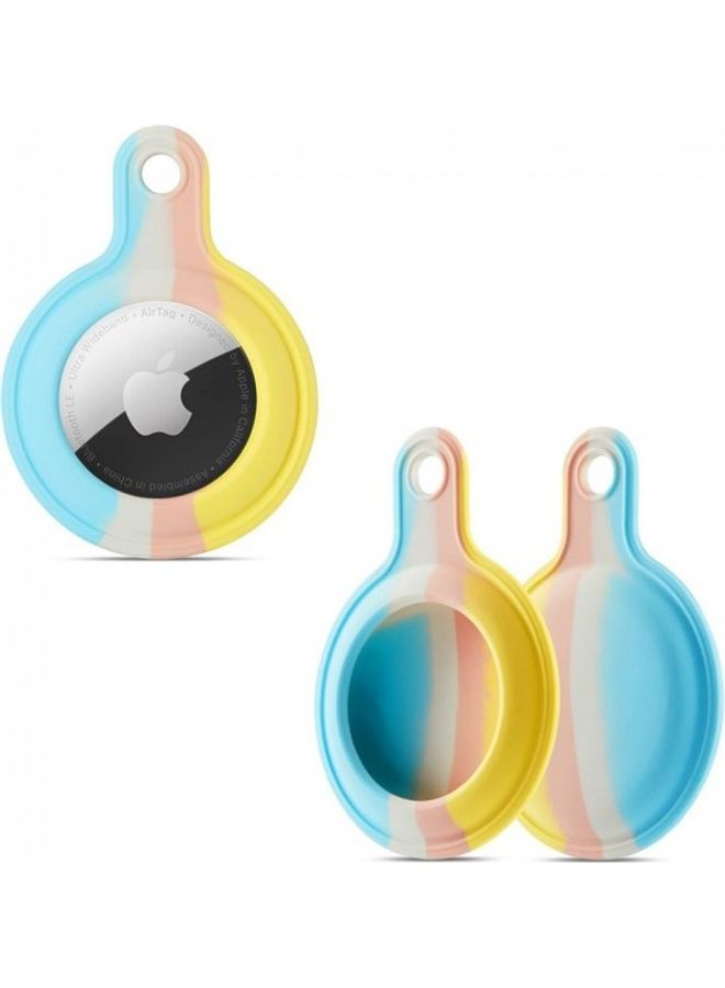 MARGOUN - Protective Silicone Key Ring Case Cover for Apple AirTags Blue/Yellow/Pink - Image 1