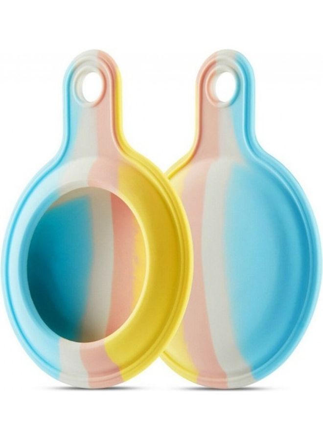 MARGOUN - Protective Silicone Key Ring Case Cover for Apple AirTags Blue/Yellow/Pink - Image 1