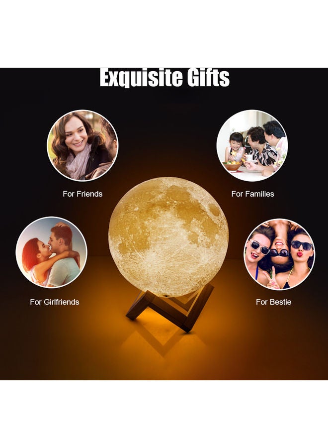3D Print Touching Moon Night Lamp With Wooden Stand Warm Yellow - Image 4