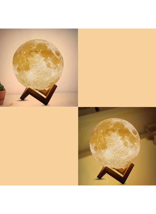 3D Print Touching Moon Night Lamp With Wooden Stand Warm Yellow - Image 5