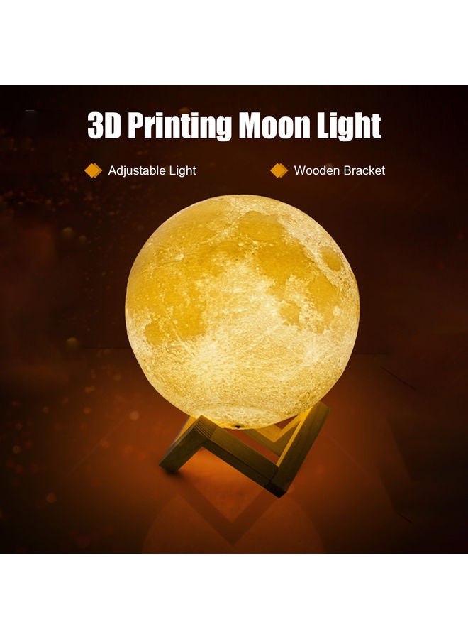 3D Print Touching Moon Night Lamp With Wooden Stand Warm Yellow - Image 2