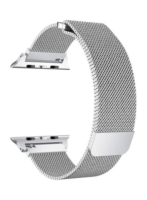 Milanese Loop Stainless Steel Band Compatible With iWatch Series Silver