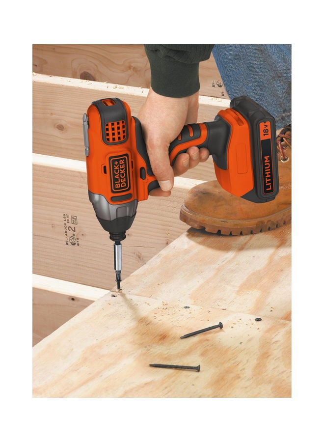 BLACK+DECKER Cordless Drill Impact Driver 18V 155Nm (Battery Not Included) BDCIM18N-XJ Orange/Black - Image 2