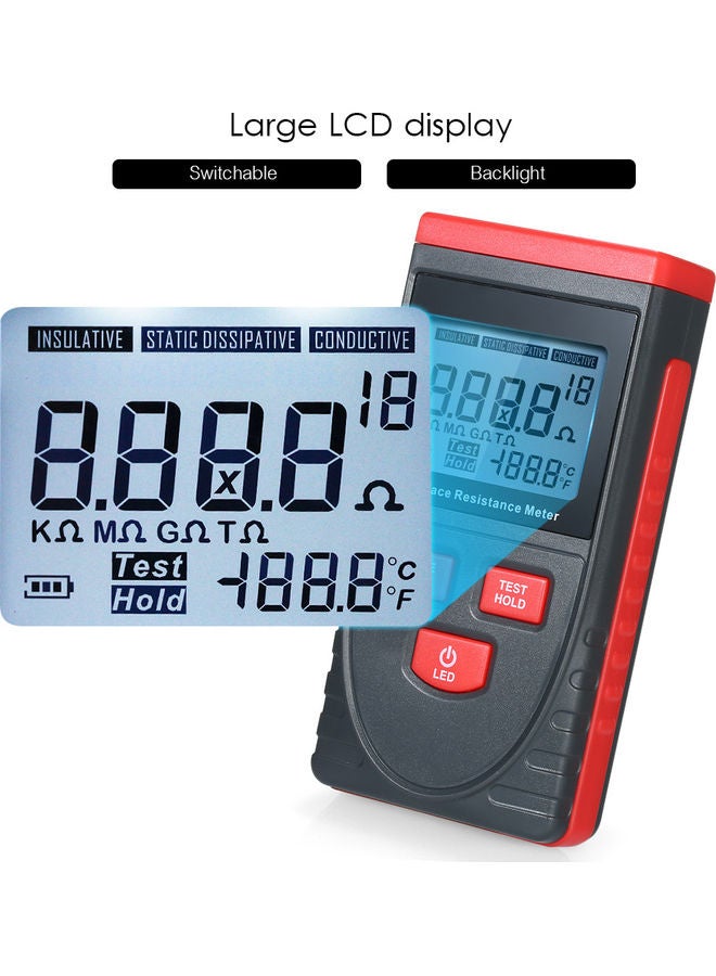 Generic - Surface Resistance Tester with LED Display Grey/Red - Image 1