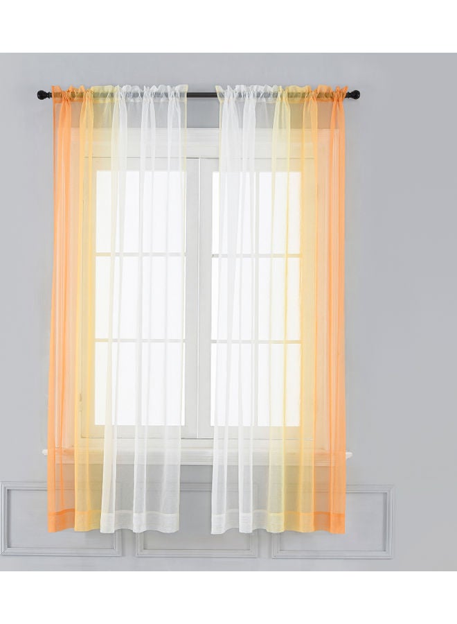 2-Piece Window Curtains Orange/White