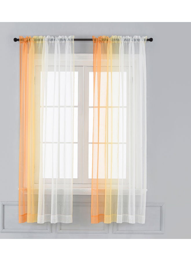 2-Piece Window Curtains Orange/White