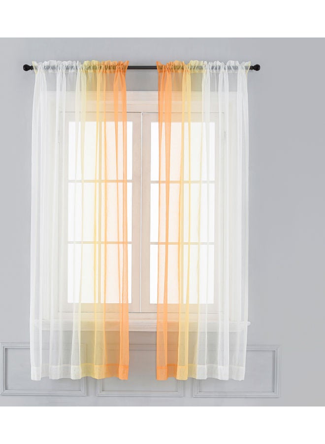 2-Piece Window Curtains Orange/White