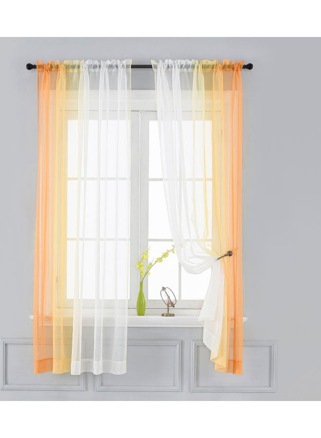 2-Piece Window Curtains Orange/White