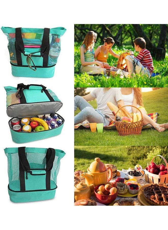 XiuWoo Mesh Large Beach Tote Zipper with Insulated Cooler Bag  - Image 5