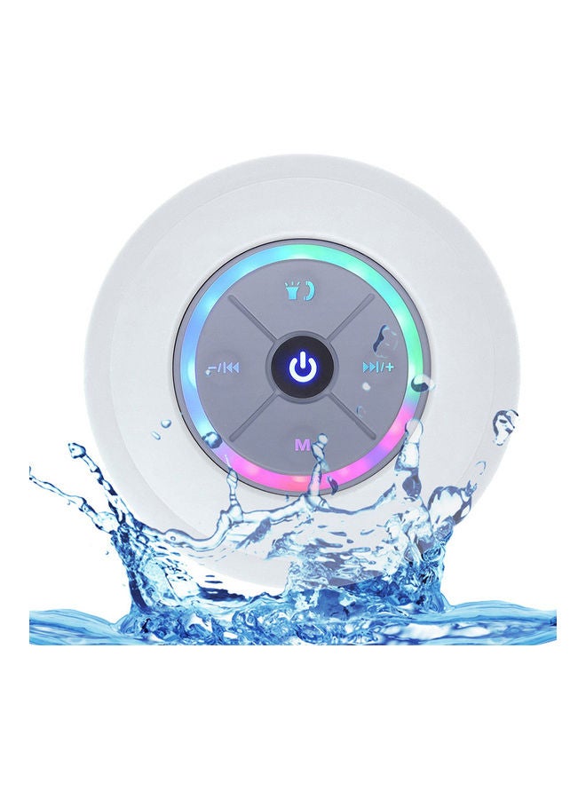 Wireless Portable Shower Speaker with LED Light White - Image 1