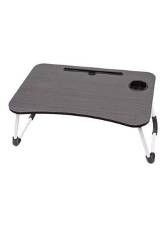 Generic Folding Bed Laptop Table Tray Lap Desk Notebook Stand With Ipad Holder Cup Slot Adjustable Anti Slip Legs Black/Silver 35 x 40 x 60cm 