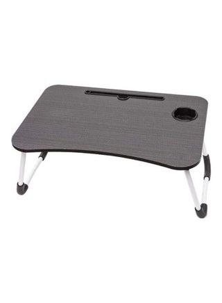 Folding Bed Laptop Table Tray Lap Desk Notebook Stand With Ipad Holder Cup Slot Adjustable Anti Slip Legs Black/Silver 35 x 40 x 60cm - v1627504620/N49565824A_1