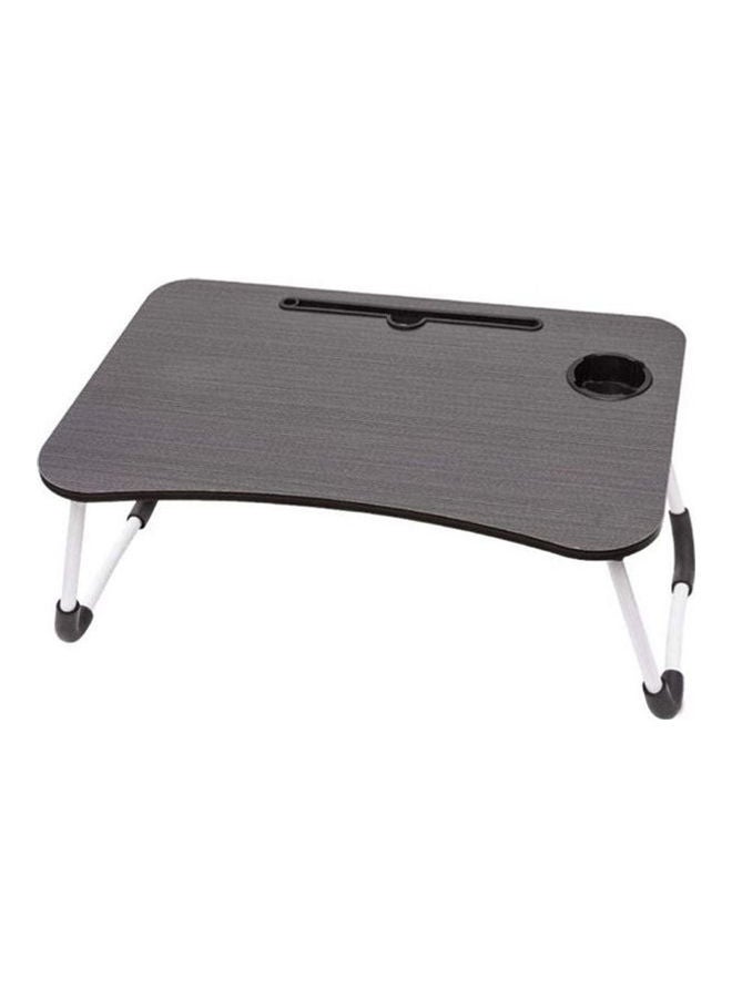 Generic Folding Bed Laptop Table Tray Lap Desk Notebook Stand With Ipad Holder Cup Slot Adjustable Anti Slip Legs Black/Silver 35 x 40 x 60cm 