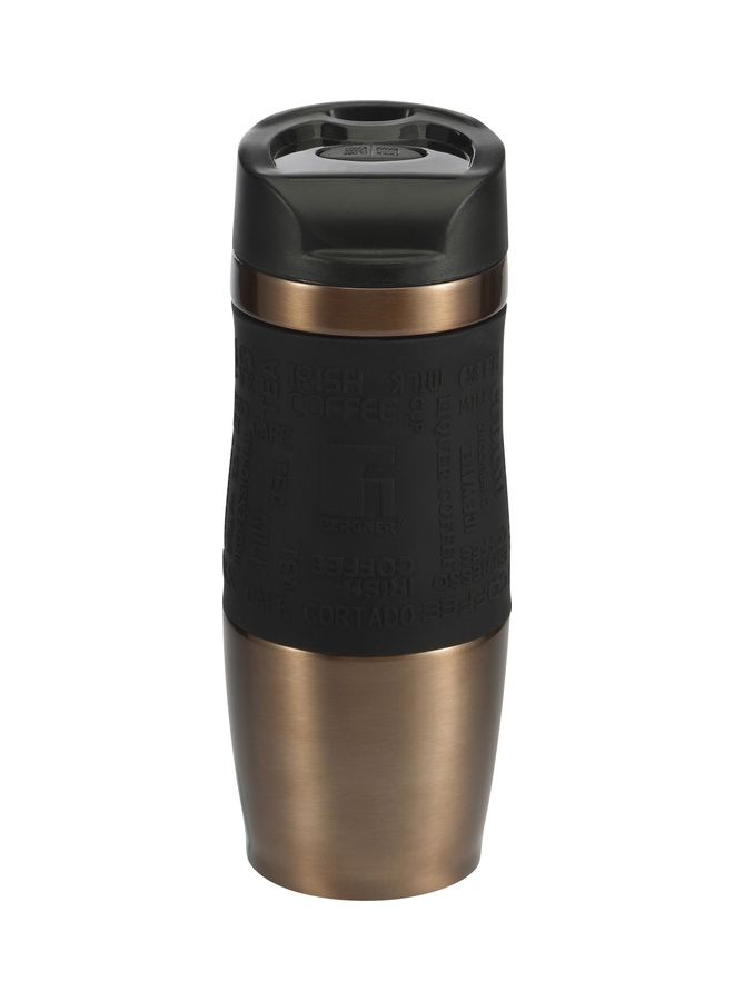 BERGNER Neon Classic Stainless Steel Vacuum Travel Mug Brown/Black 360ml - Image 1